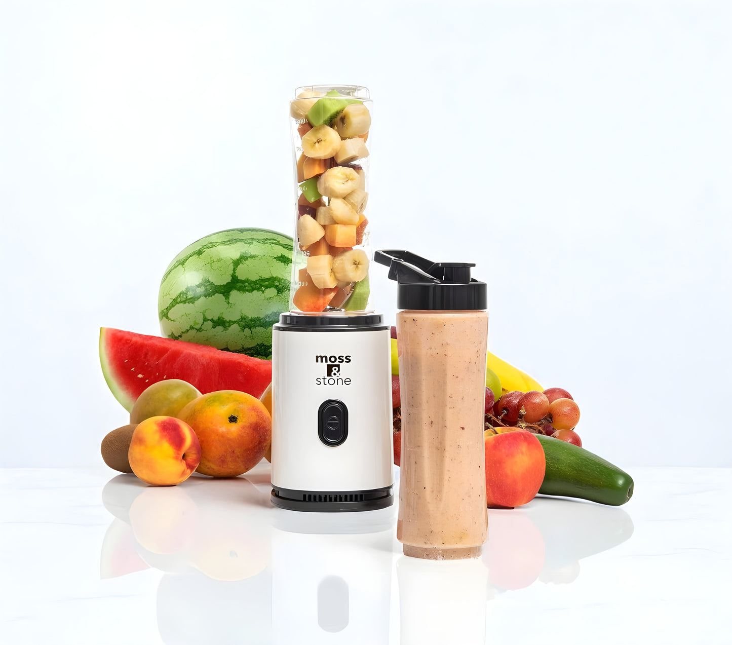 Personal Blender Single Serve Shake & Smoothies Maker with Portable Travel Sport Bottle - Mini Juicer, White & Black Single Serve Blender for Smoothies and Shakes - Bottle 20 Oz